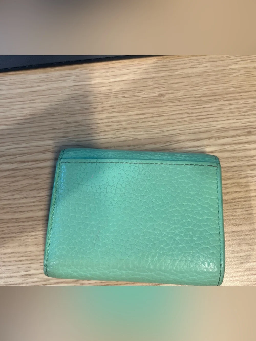 Louis Vuitton Mint Green Pebbled Leather Compact Wallet with LV Hardware